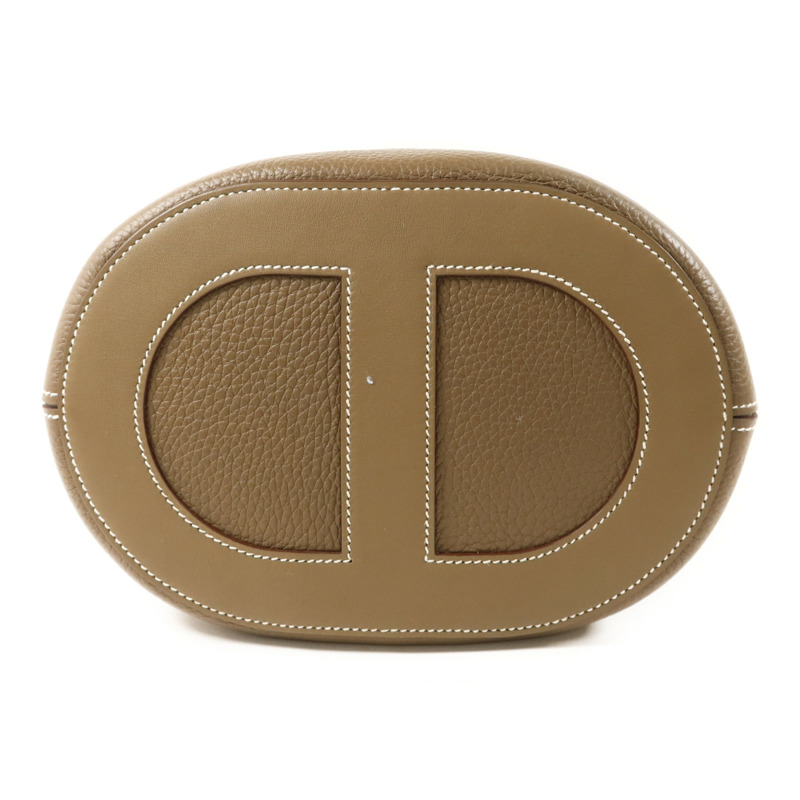 HERMES Clemence皮革In The Loop 23銀扣手挽袋Etoupe-3