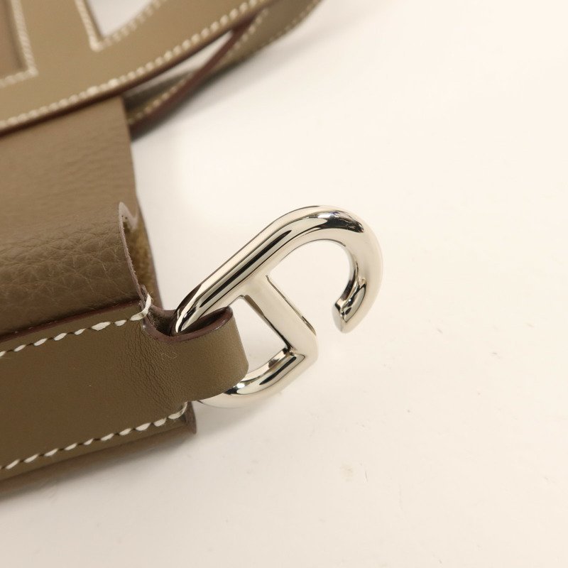 HERMES Clemence皮革In The Loop 23銀扣手挽袋Etoupe-8