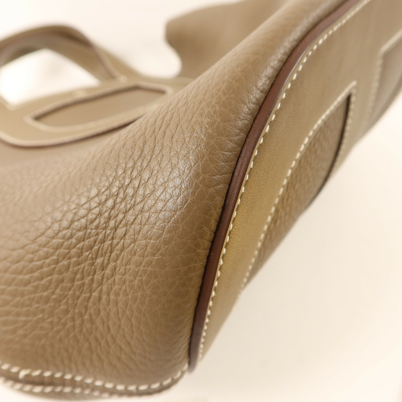 HERMES Clemence皮革In The Loop 23銀扣手挽袋Etoupe-11