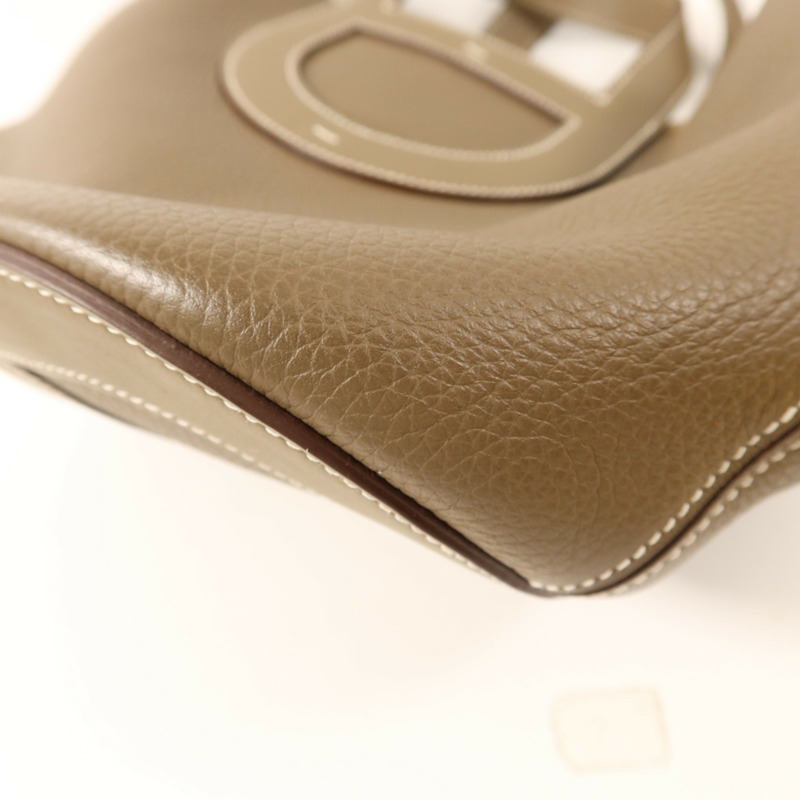 HERMES Clemence皮革In The Loop 23銀扣手挽袋Etoupe-12