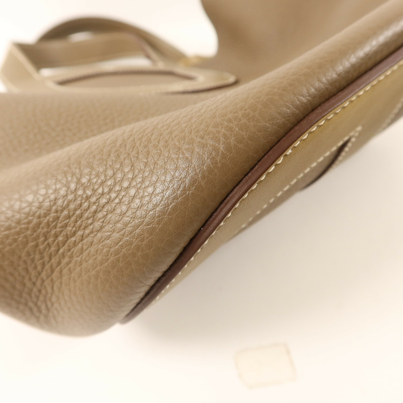 HERMES Clemence皮革In The Loop 23銀扣手挽袋Etoupe-13