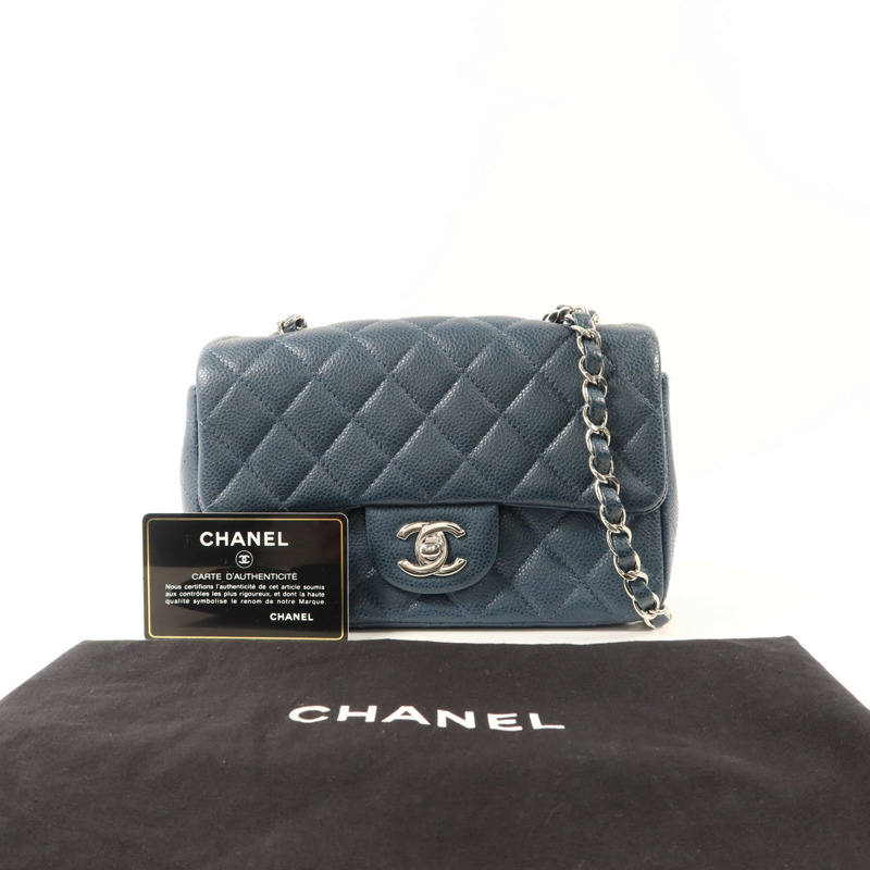 CHANEL 牛皮皮革Classic 20銀扣鏈帶肩背袋-9