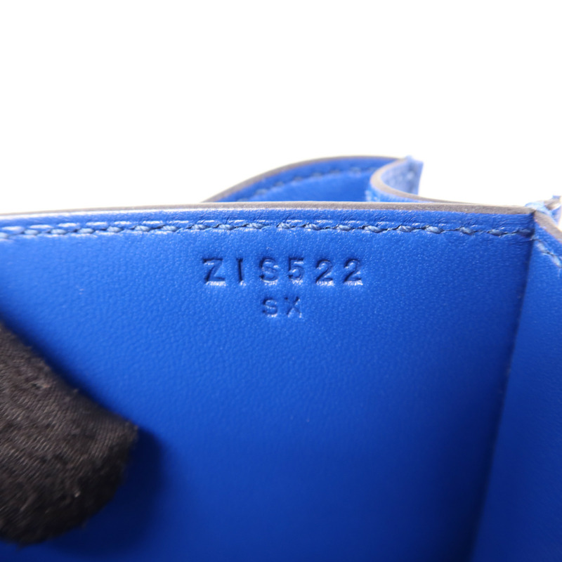 HERMES Epsom皮革Constance Mini銀扣手挽肩背兩用袋Bleu France-6