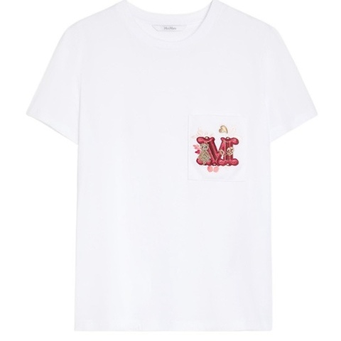 Max Mara 女士 帶刺繡口袋的平紋針織 T 恤XS S M L XL XXL碼