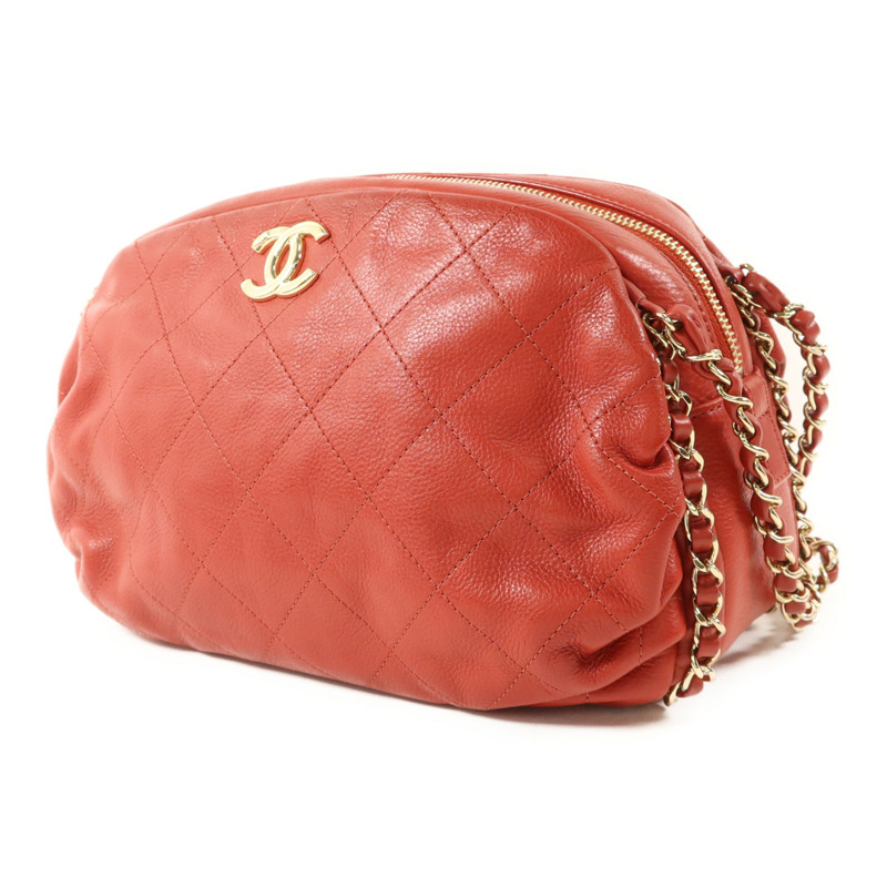 CHANEL 牛皮皮革Chain Shoulder金扣鏈帶肩背袋-2