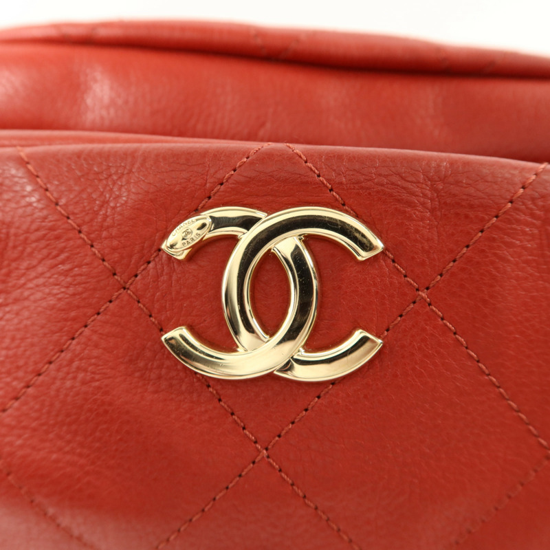 CHANEL 牛皮皮革Chain Shoulder金扣鏈帶肩背袋-8