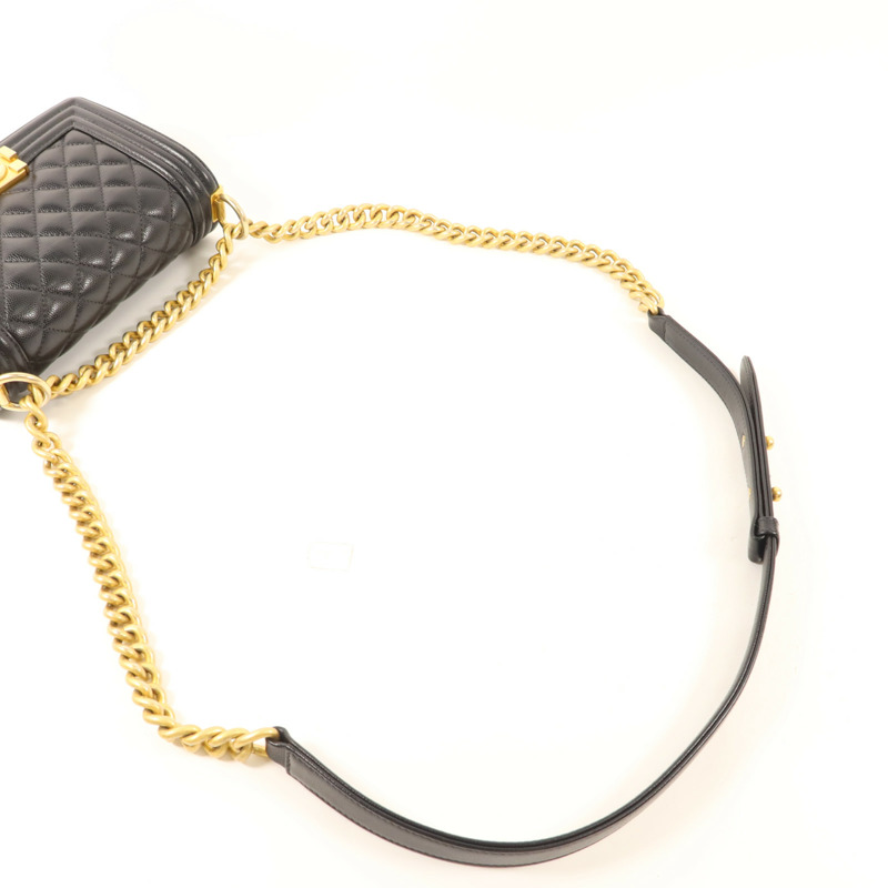 CHANEL 牛皮皮革Boy 20金扣鏈帶肩背袋-7