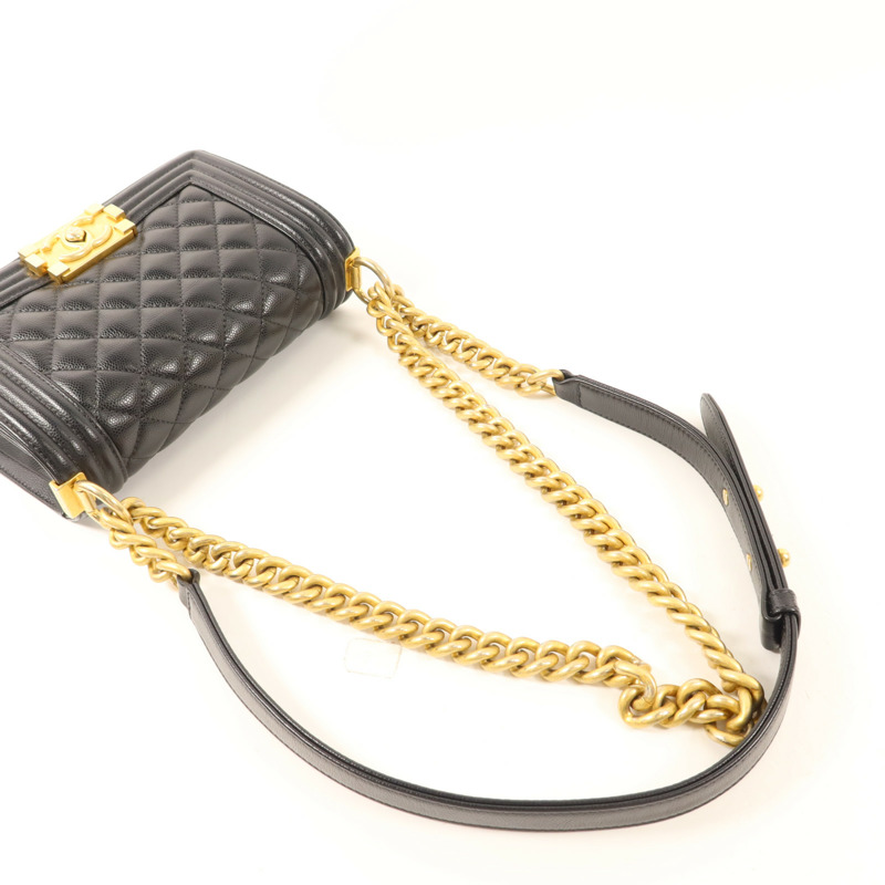 CHANEL 牛皮皮革Boy 20金扣鏈帶肩背袋-8