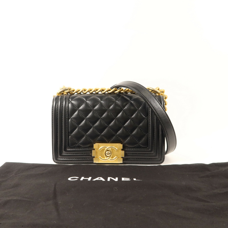 CHANEL 牛皮皮革Boy 20金扣鏈帶肩背袋-9