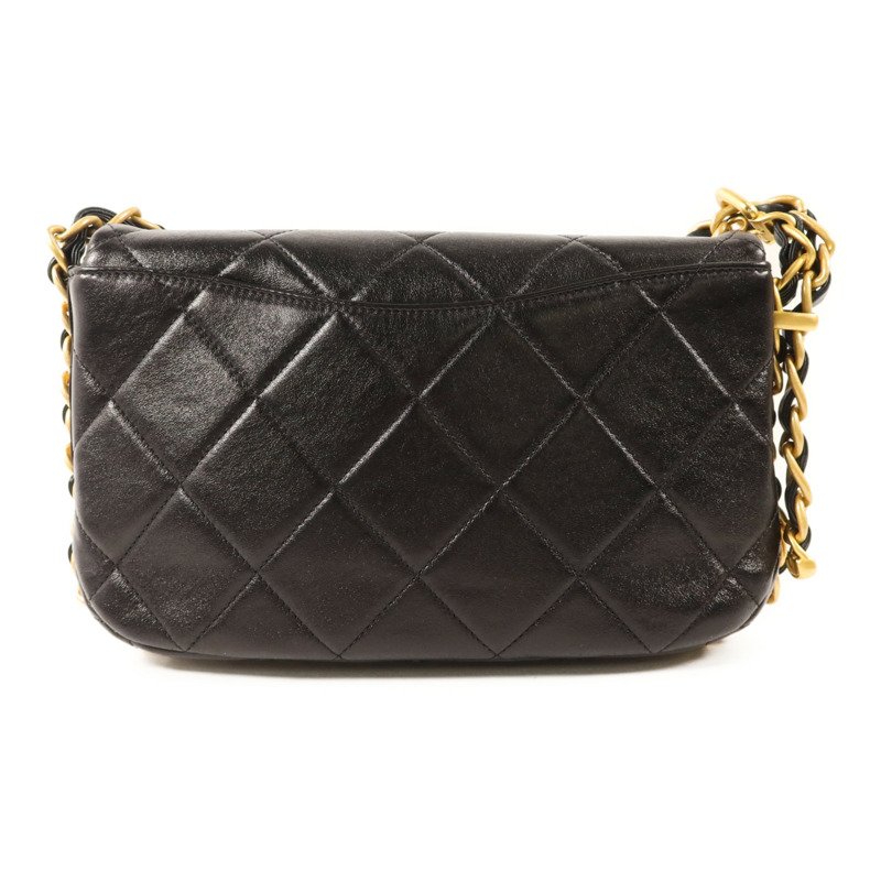 CHANEL 牛皮皮革Chain Shoulder金扣鏈帶肩背袋-1