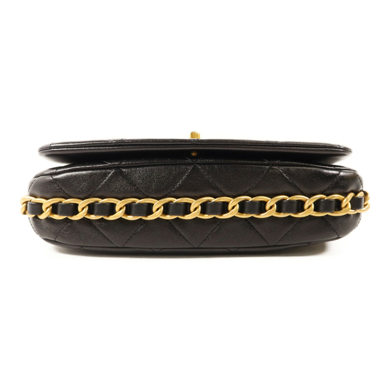 CHANEL 牛皮皮革Chain Shoulder金扣鏈帶肩背袋-3