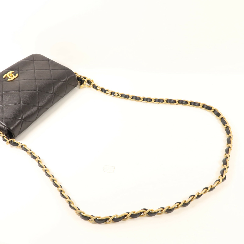 CHANEL 牛皮皮革Chain Shoulder金扣鏈帶肩背袋-7