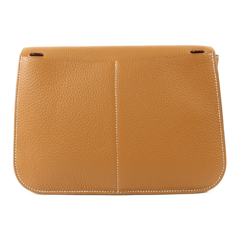 HERMES Clemence皮革Halzan 25金扣手挽肩背兩用袋Gold-1