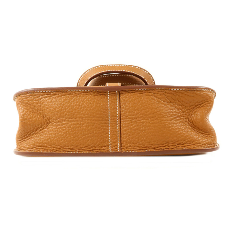 HERMES Clemence皮革Halzan 25金扣手挽肩背兩用袋Gold-3