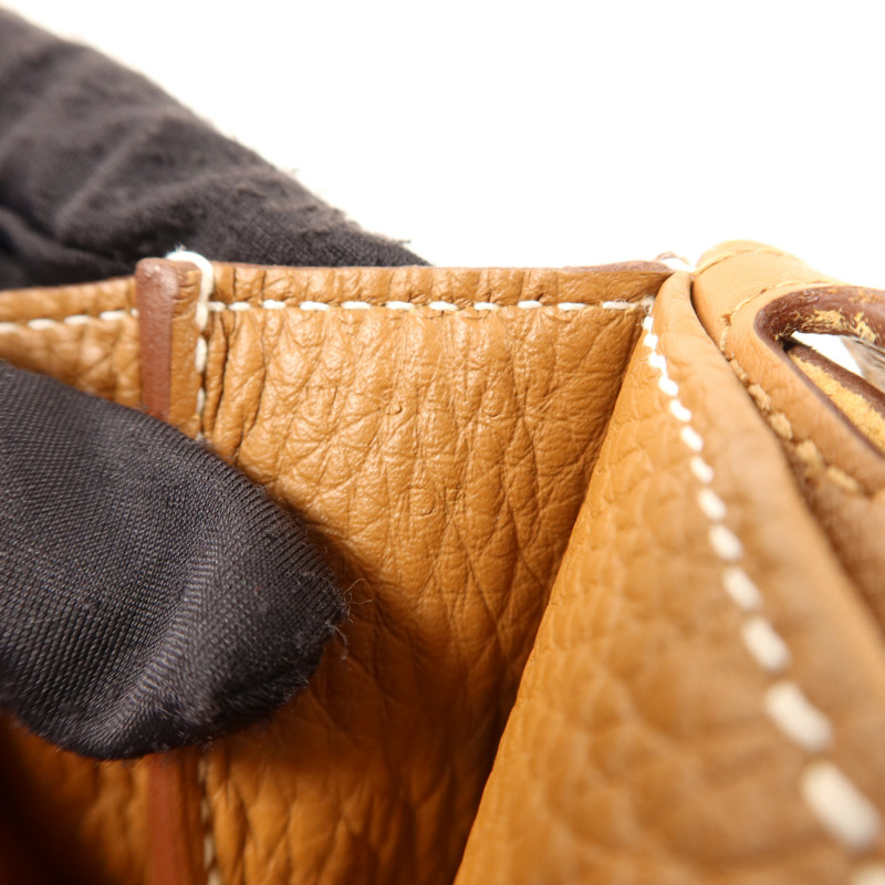 HERMES Clemence皮革Halzan 25金扣手挽肩背兩用袋Gold-6