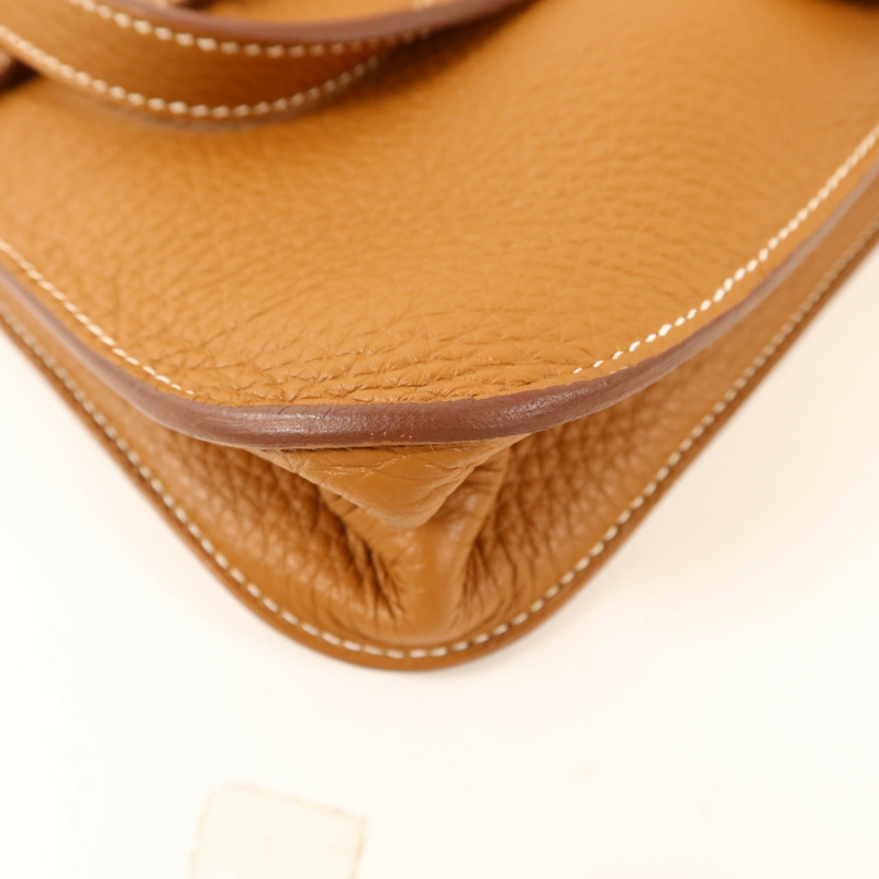 HERMES Clemence皮革Halzan 25金扣手挽肩背兩用袋Gold-11