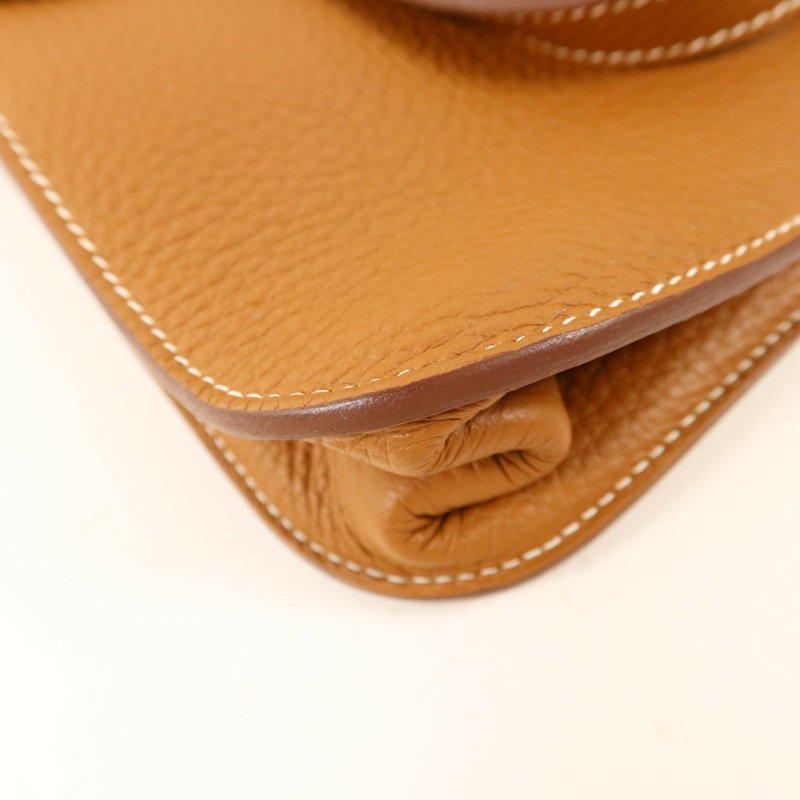 HERMES Clemence皮革Halzan 25金扣手挽肩背兩用袋Gold-12