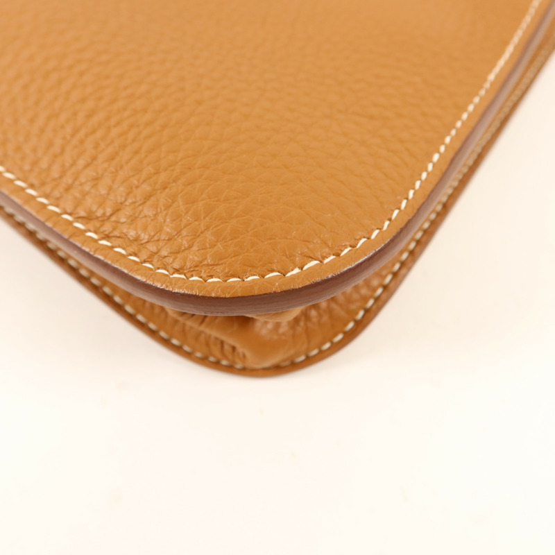 HERMES Clemence皮革Halzan 25金扣手挽肩背兩用袋Gold-13