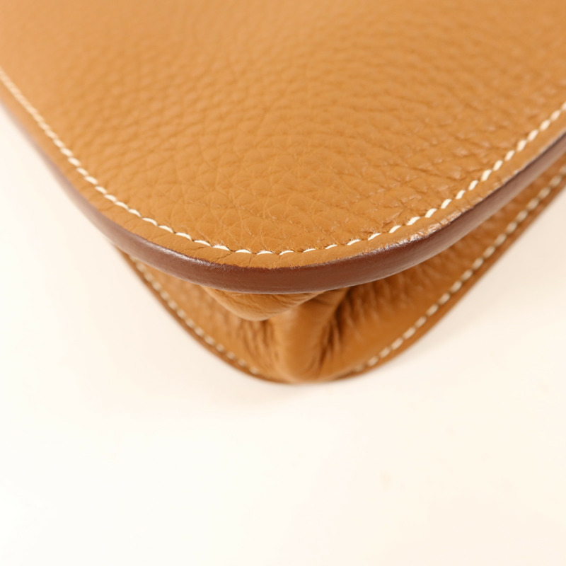 HERMES Clemence皮革Halzan 25金扣手挽肩背兩用袋Gold-14