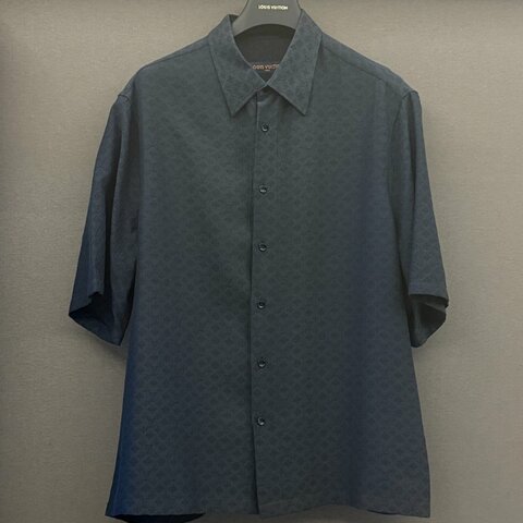 Louis Vuitton Monogram 印花短袖絲質襯衫 二手L號