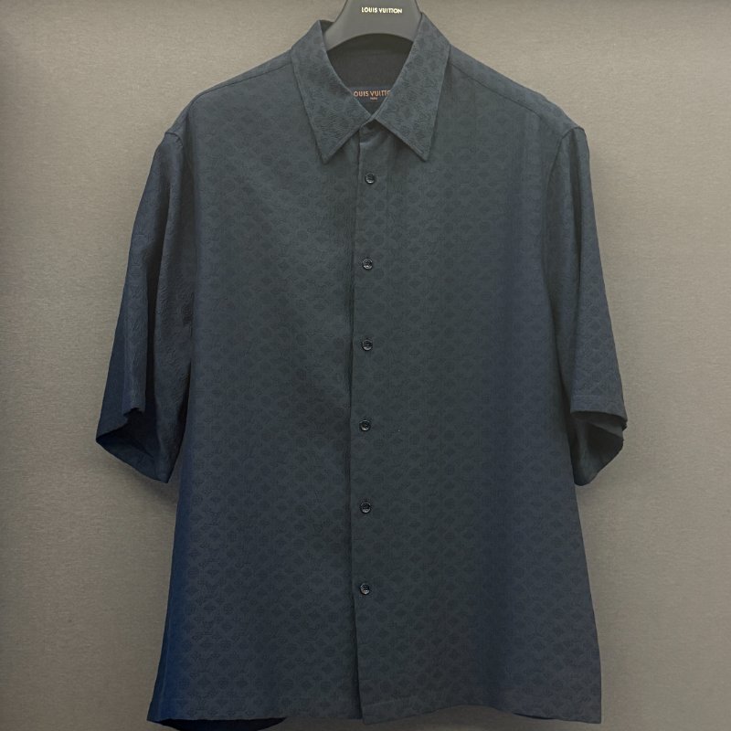 Louis Vuitton Monogram 印花短袖絲質襯衫 二手L號-0