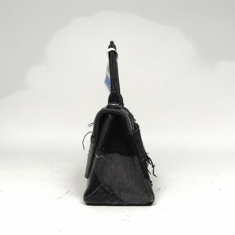 BALENCIAGA Hourglass沙漏S碼黑色牛仔布肩背包-1