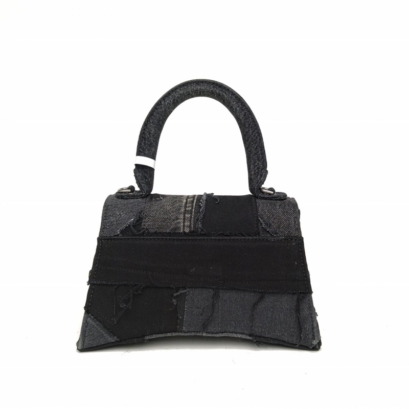 BALENCIAGA Hourglass沙漏S碼黑色牛仔布肩背包-2