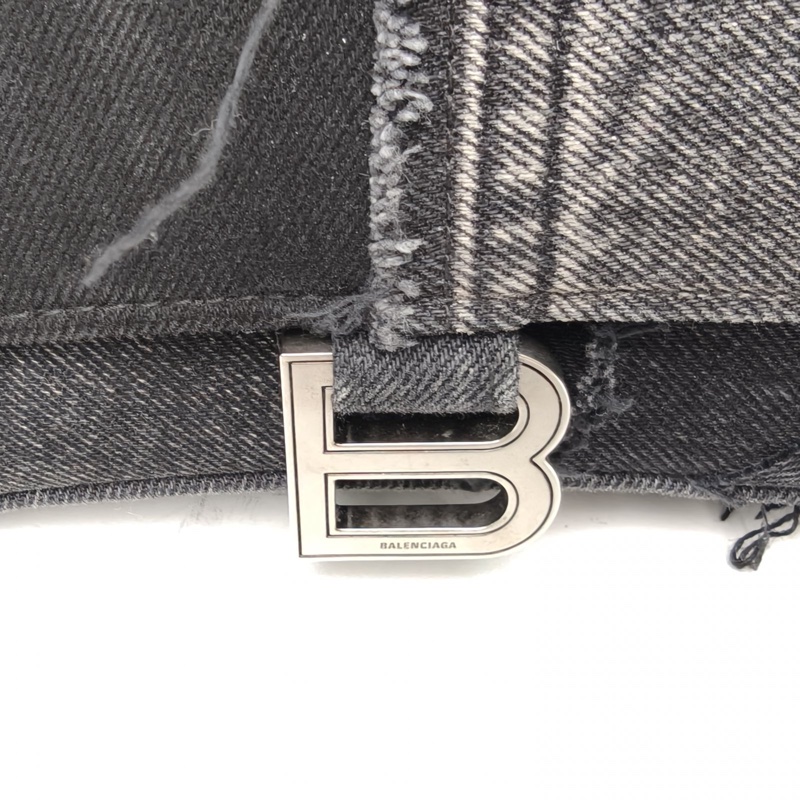 BALENCIAGA Hourglass沙漏S碼黑色牛仔布肩背包-4