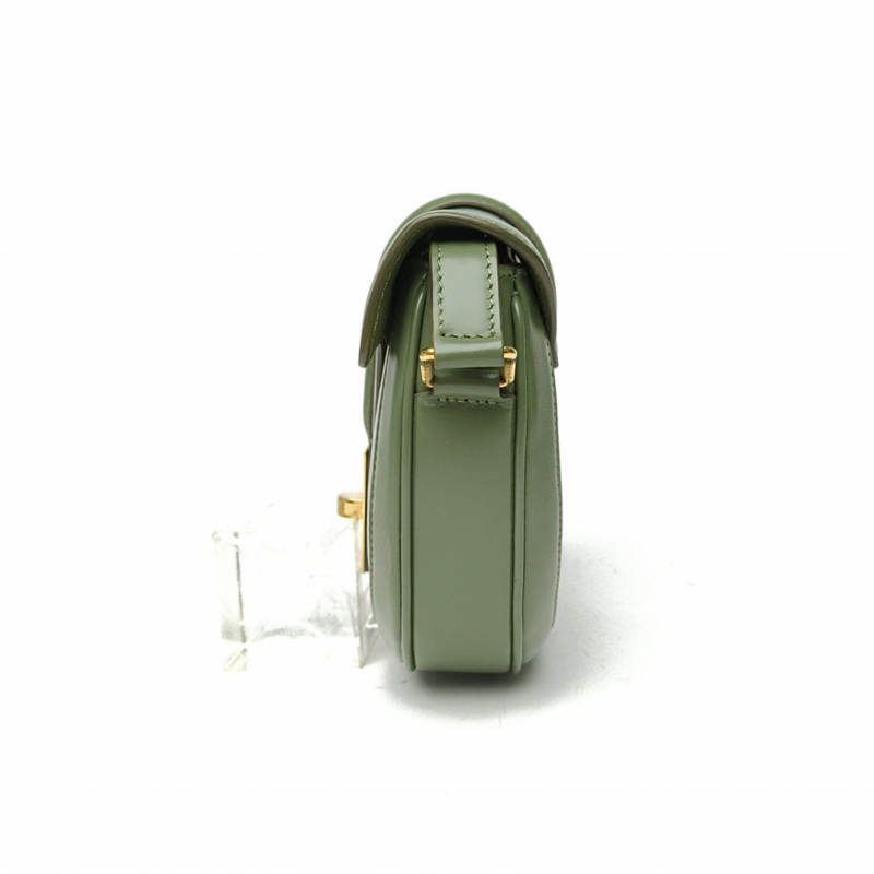 CELINE Besace16馬鞍包小號19綠色牛皮肩背包-1