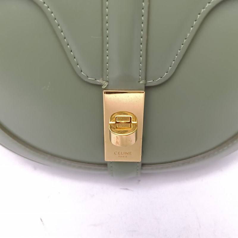 CELINE Besace16馬鞍包小號19綠色牛皮肩背包-4