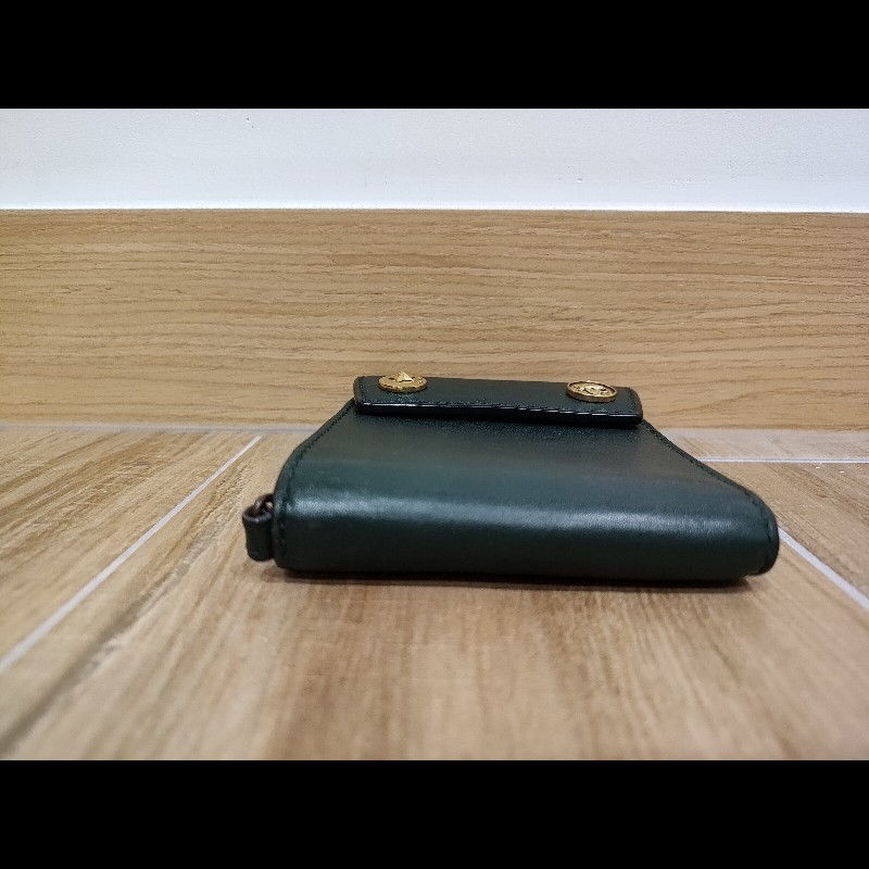 Gucci Bee Star 橄欖綠色牛皮 蜜蜂星星 短夾 皮夾 零錢包 錢包 信用卡夾-10