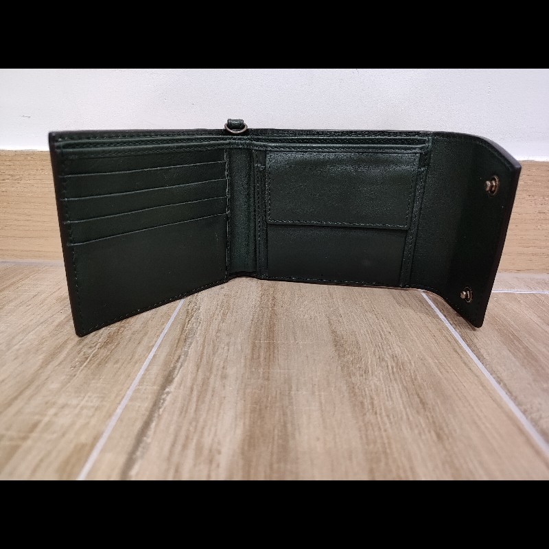 Gucci Bee Star 橄欖綠色牛皮 蜜蜂星星 短夾 皮夾 零錢包 錢包 信用卡夾-12