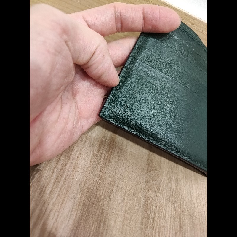 Gucci Bee Star 橄欖綠色牛皮 蜜蜂星星 短夾 皮夾 零錢包 錢包 信用卡夾-15