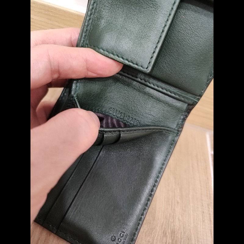 Gucci Bee Star 橄欖綠色牛皮 蜜蜂星星 短夾 皮夾 零錢包 錢包 信用卡夾-16