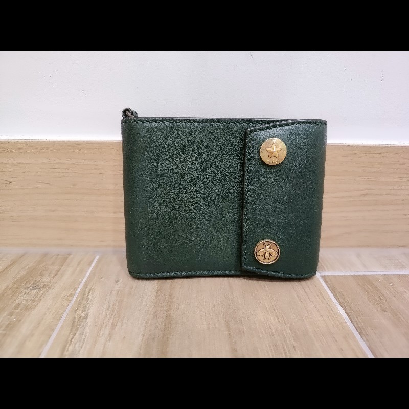 Gucci Bee Star 橄欖綠色牛皮 蜜蜂星星 短夾 皮夾 零錢包 錢包 信用卡夾-20