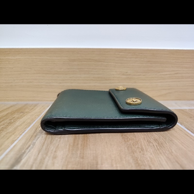 Gucci Bee Star 橄欖綠色牛皮 蜜蜂星星 短夾 皮夾 零錢包 錢包 信用卡夾-21