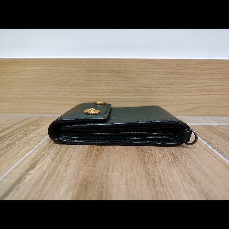 Gucci Bee Star 橄欖綠色牛皮 蜜蜂星星 短夾 皮夾 零錢包 錢包 信用卡夾-23