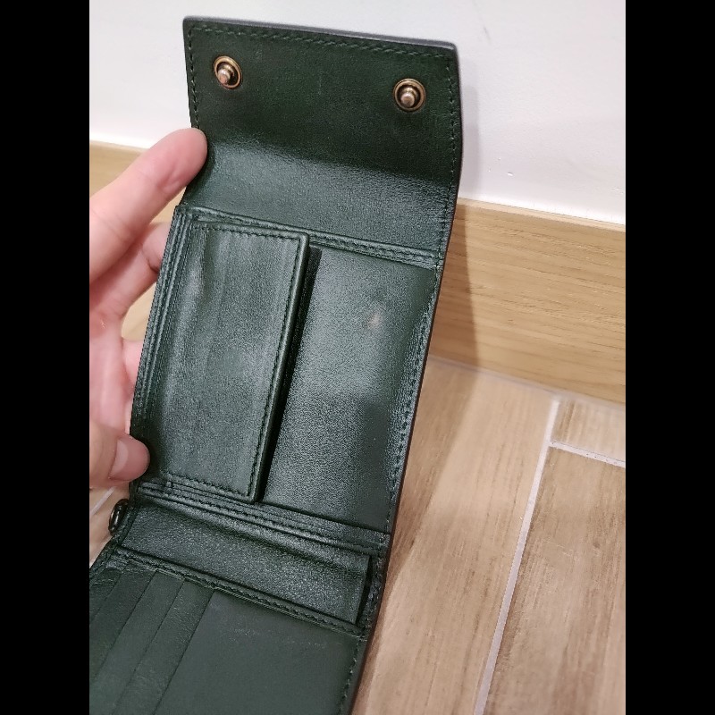 Gucci Bee Star 橄欖綠色牛皮 蜜蜂星星 短夾 皮夾 零錢包 錢包 信用卡夾-26