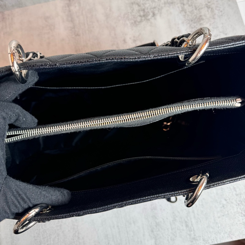 chanel 黑色荔枝皮豆腐包 34x25x13 cm-7