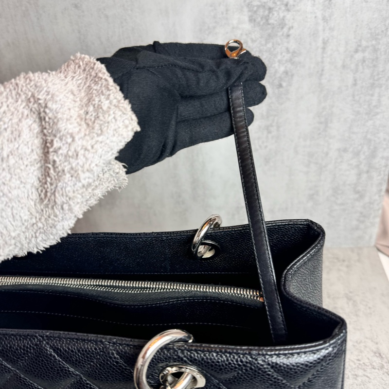 chanel 黑色荔枝皮豆腐包 34x25x13 cm-8