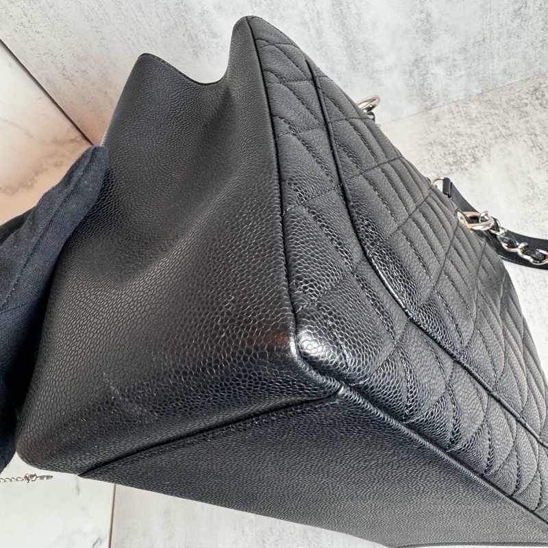 chanel 黑色荔枝皮豆腐包 34x25x13 cm-13