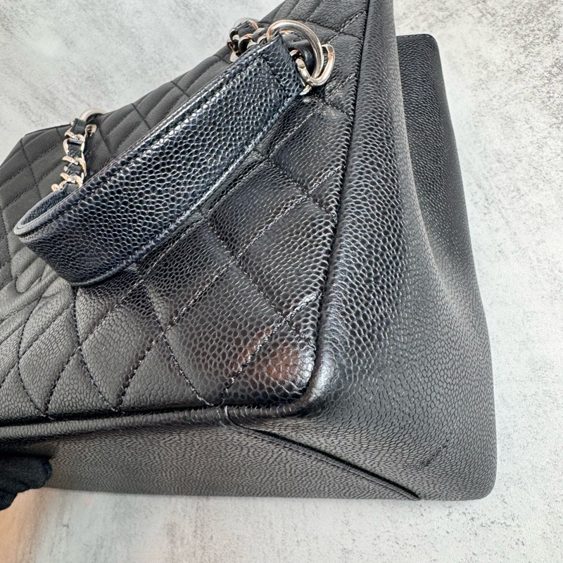 chanel 黑色荔枝皮豆腐包 34x25x13 cm-14