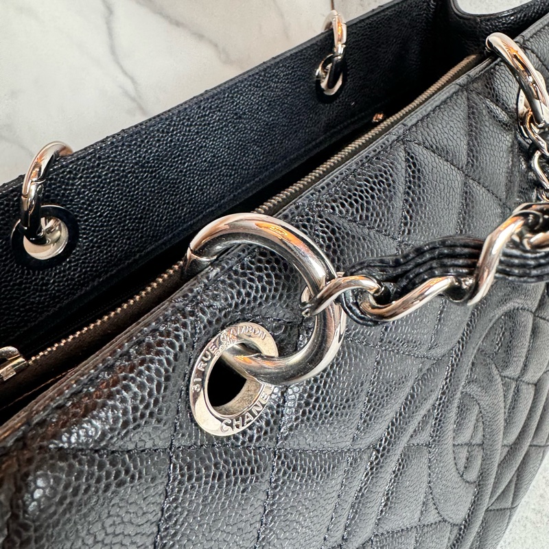 chanel 黑色荔枝皮豆腐包 34x25x13 cm-15