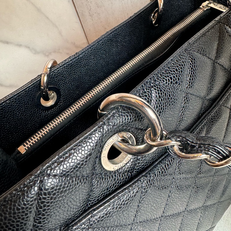 chanel 黑色荔枝皮豆腐包 34x25x13 cm-18