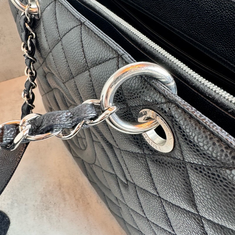 chanel 黑色荔枝皮豆腐包 34x25x13 cm-19