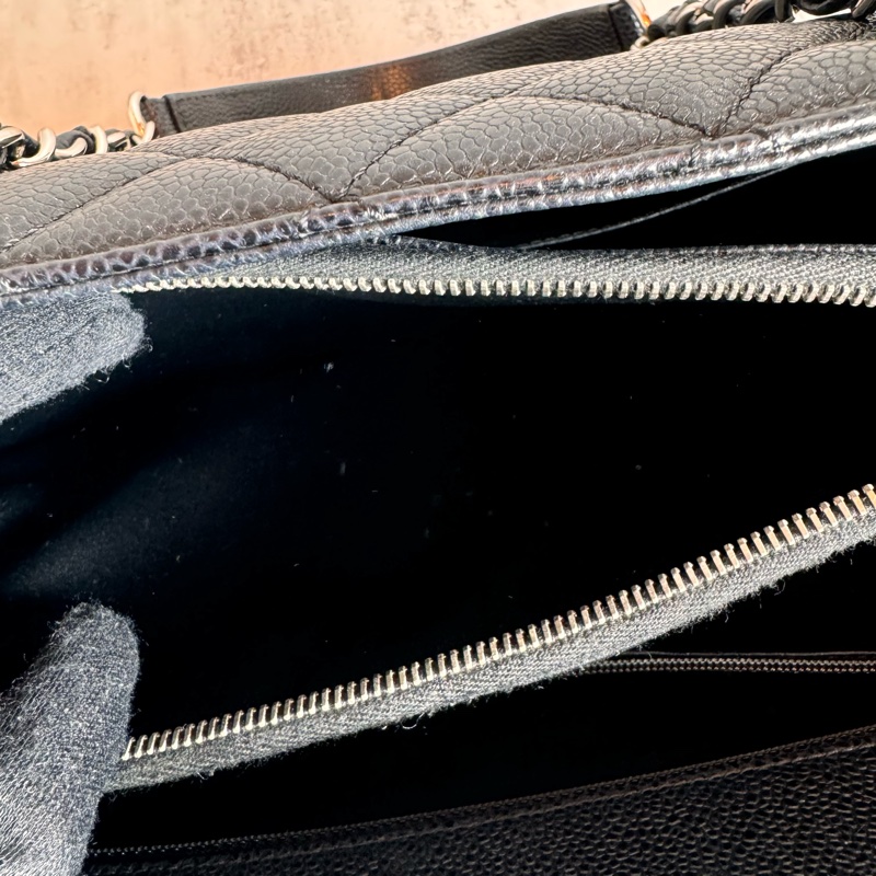 chanel 黑色荔枝皮豆腐包 34x25x13 cm-27