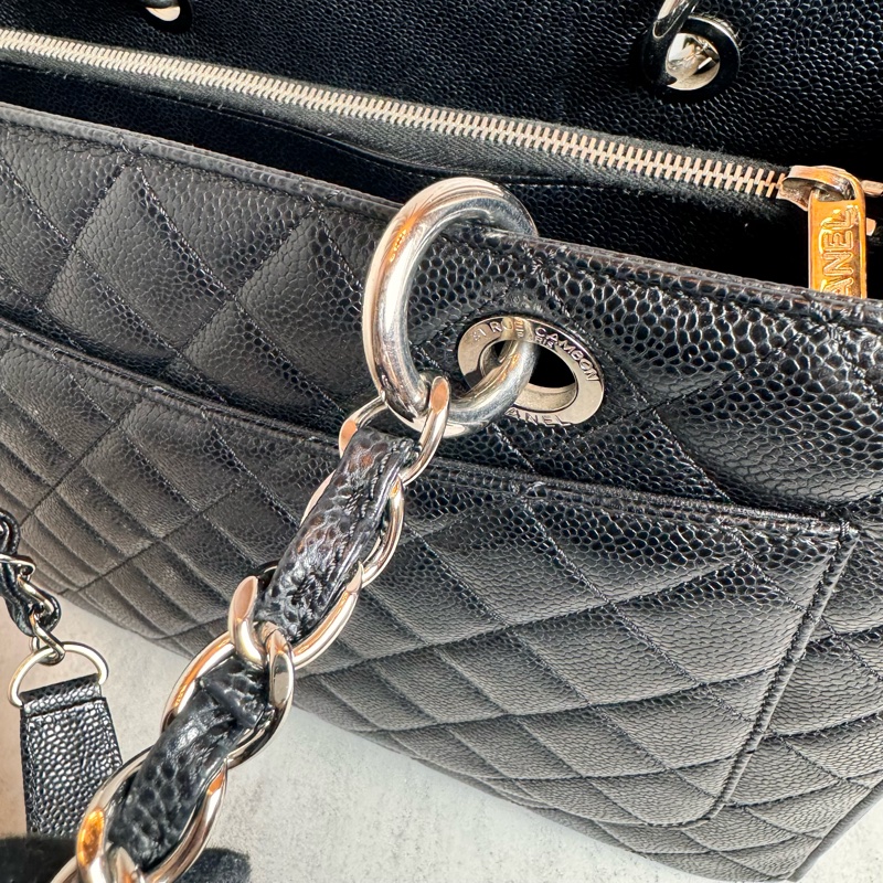 chanel 黑色荔枝皮豆腐包 34x25x13 cm-33