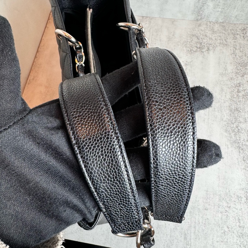 chanel 黑色荔枝皮豆腐包 34x25x13 cm-37