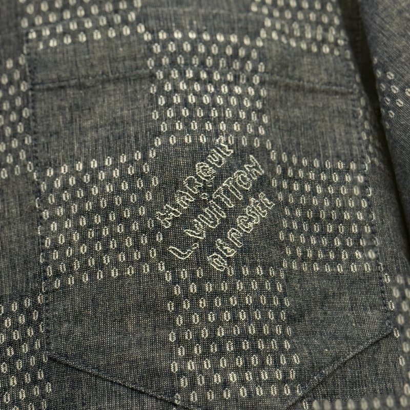 Louis Vuitton 25男士Damier提花格子短袖衬衫 S號 二手-2