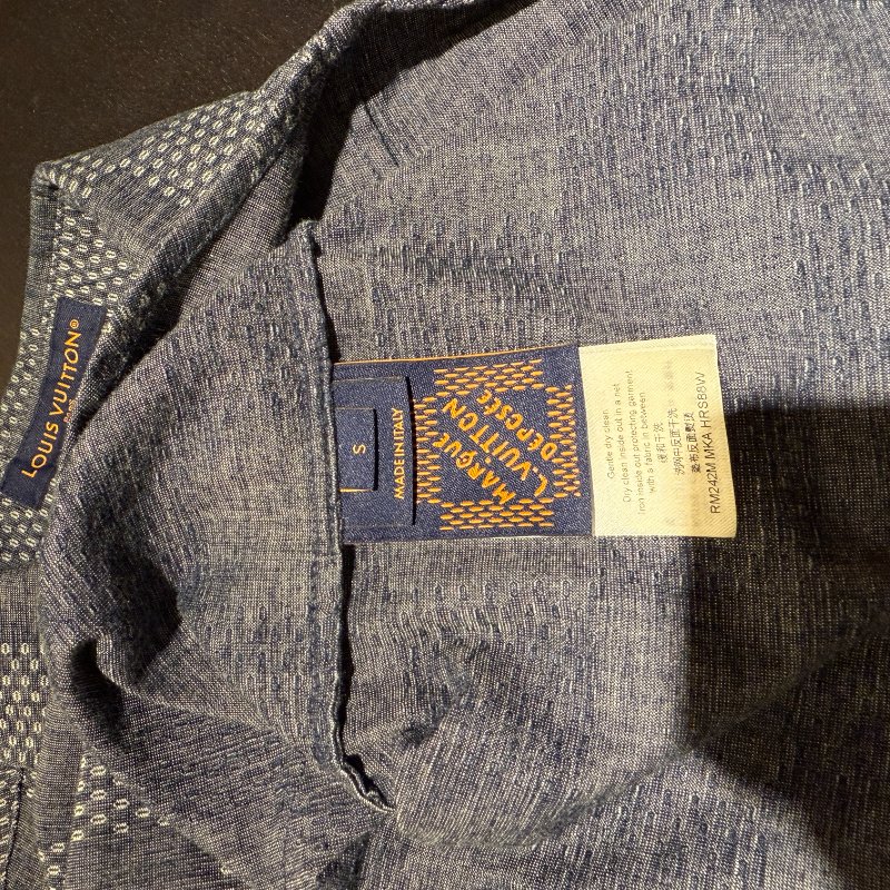 Louis Vuitton 25男士Damier提花格子短袖衬衫 S號 二手-5